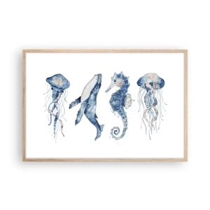 Plagát v ráme zo svetlého duba - Morská divočina - 91x61 cm