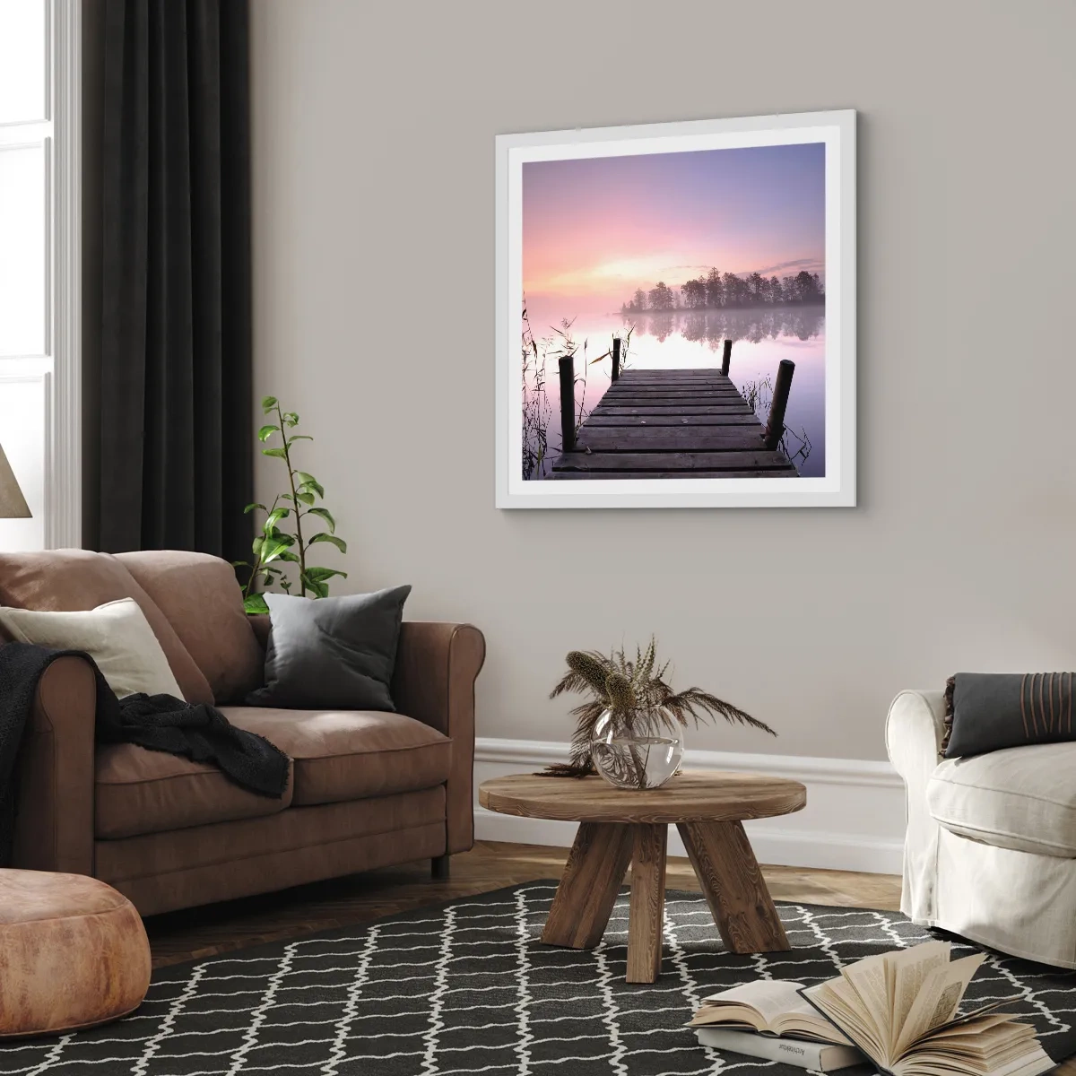 Plagát v bielom ráme - Z ľaliovej hmly… - 40x40 cm