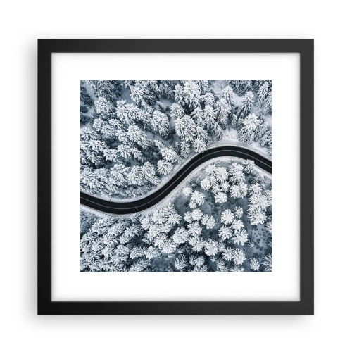 Plagát v čiernom ráme - Zimným lesom - 30x30 cm