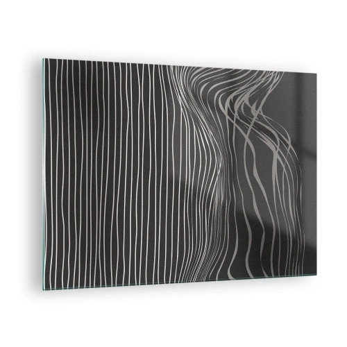 Obraz na skle - Jemné línie v abstraktnom aranžmáne na tmavom pozadí - 70x50cm - Rytmus a prízvuk - Moderná nástenná dekorácia do obývacej izby a spálne ARTTOR