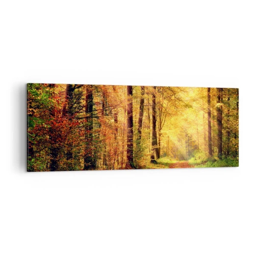 Obraz na plátne - Lesno-zlaté ticho - 140x50 cm
