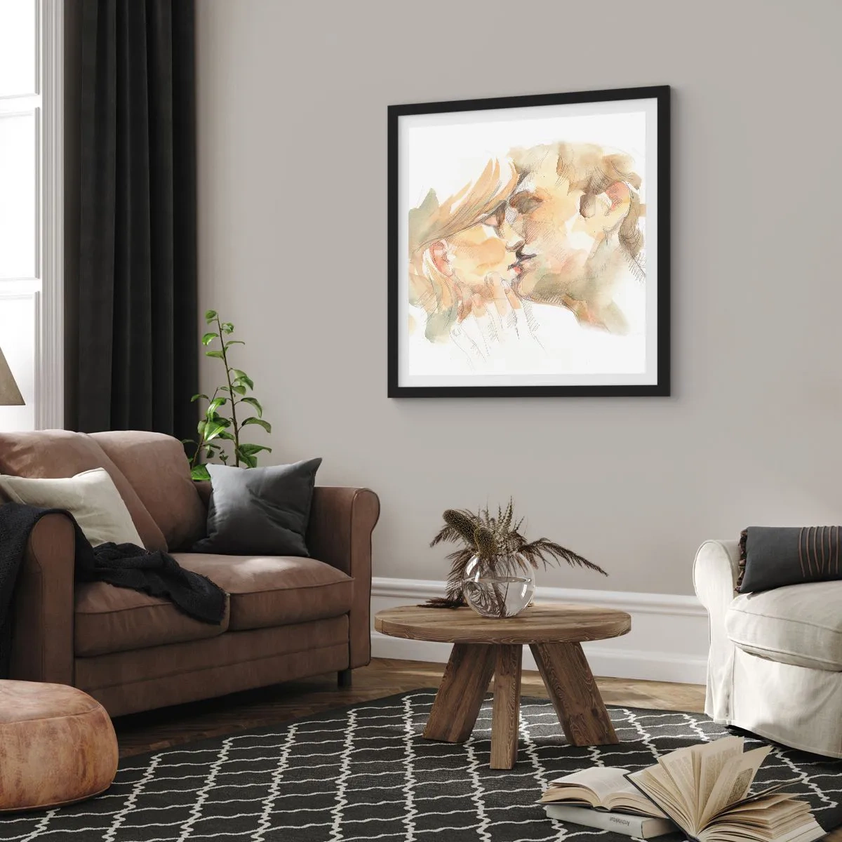 Plagát v čiernom ráme - Nájdená polovica? - 40x40 cm