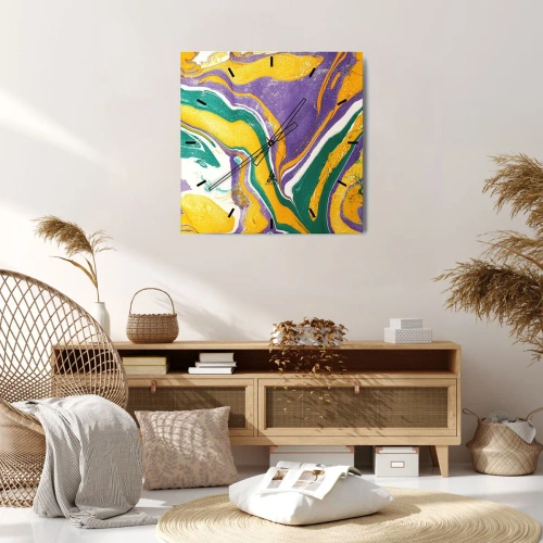 Nástenné hodiny - Vlny farieb - 30x30 cm