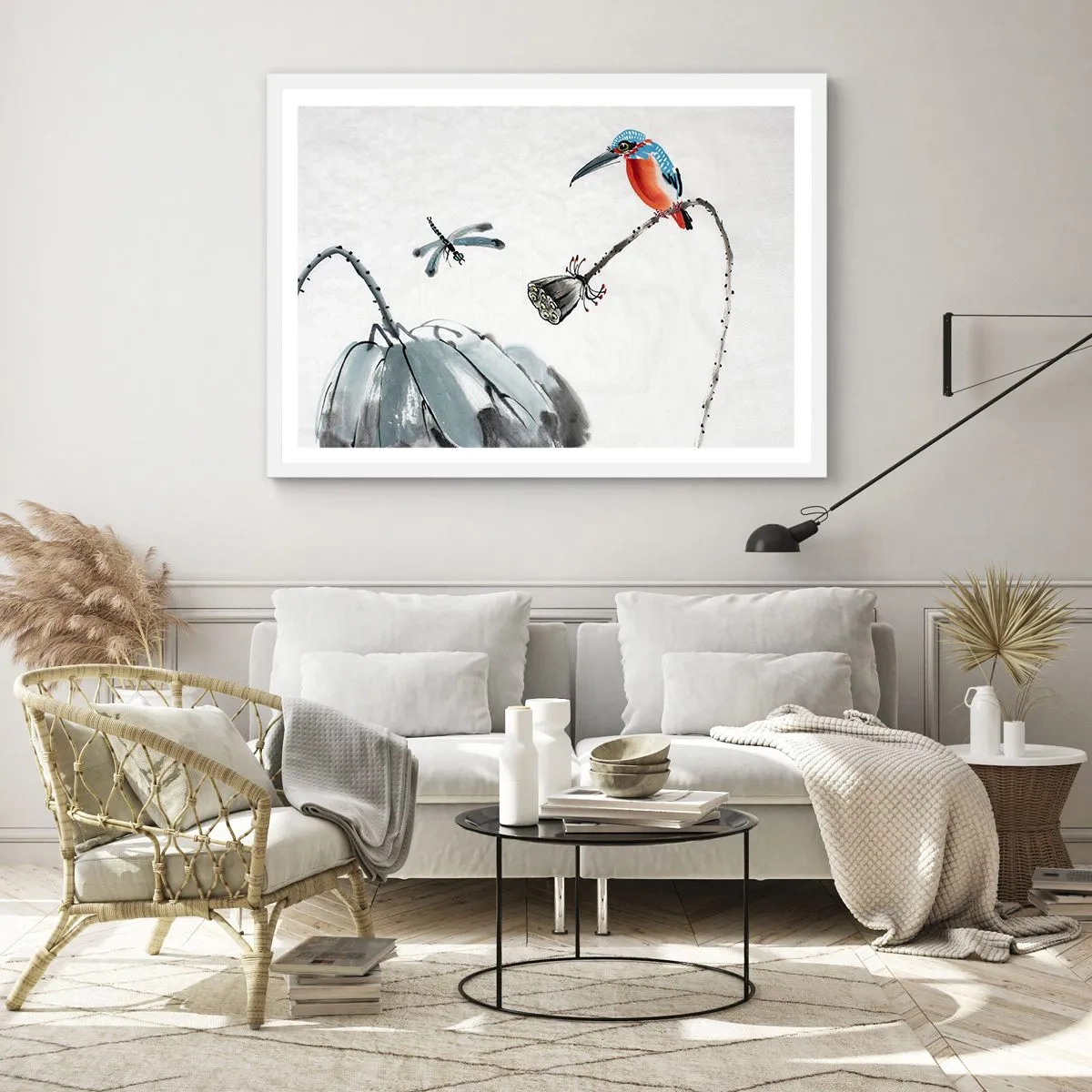 Plagát v bielom ráme - Život lúky - 91x61 cm