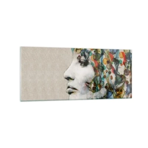 Obraz na skle - Vynorila sa zo šedej - 120x50 cm