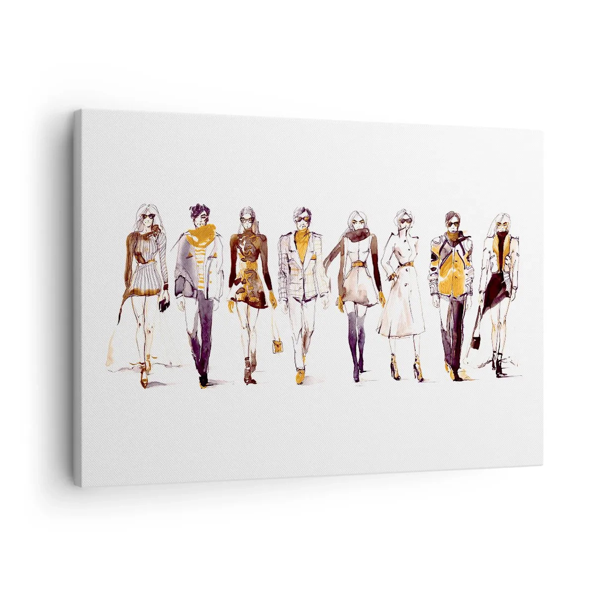 Obraz na plátne - Náčrt skupiny ľudí v módnych outfitoch - 70x50cm - Nevynútená a voľná elegancia - Moderná nástenná dekorácia do obývacej izby a spálne ARTTOR