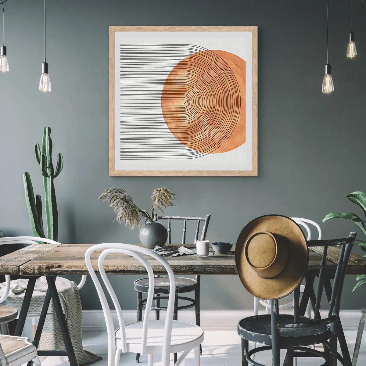 Plagát v ráme zo svetlého duba - Slnečná kompozícia - 40x40 cm