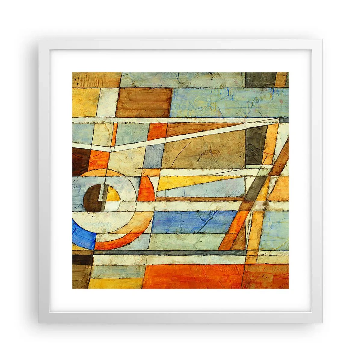 Plagát v bielom ráme - Kubizmus na stavbe - 40x40 cm