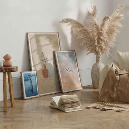 Plagát v ráme zo svetlého duba - Váza a jej myšlienka - 70x100 cm