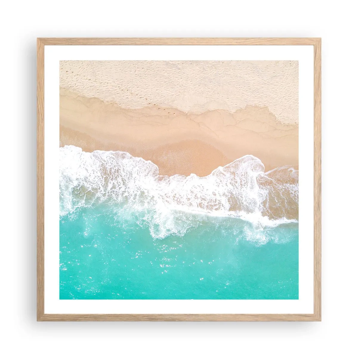 Plagát v ráme zo svetlého duba - Maznavý dotyk - 60x60 cm