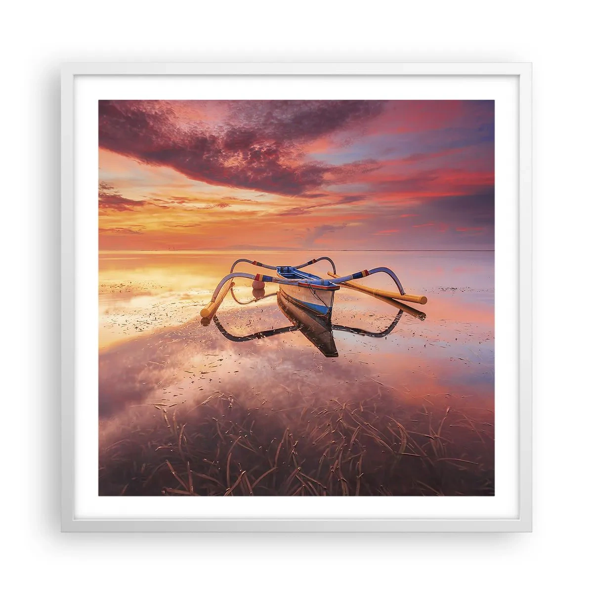 Plagát v bielom ráme - Pokoj tropického večera - 60x60 cm