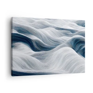 Obraz na plátne - Vlnité čiary v odtieňoch modrej a bielej - 70x50cm - Biele a modré vlny - Moderná nástenná dekorácia do obývacej izby a spálne ARTTOR