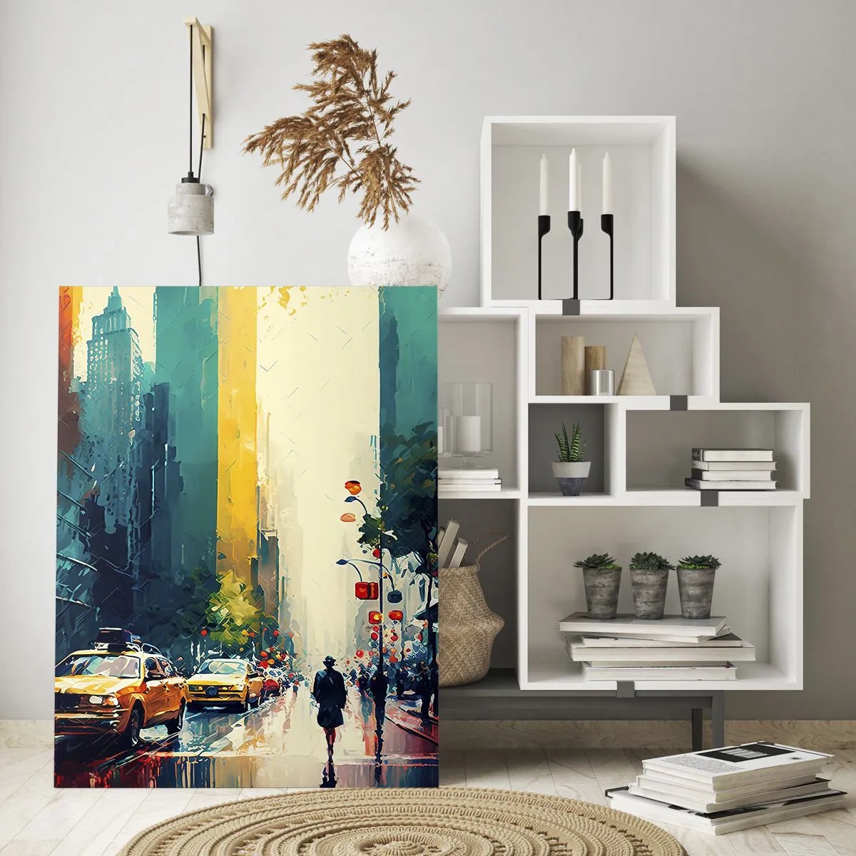Obraz na skle - New York – tu je aj dážď farebný - 50x70 cm