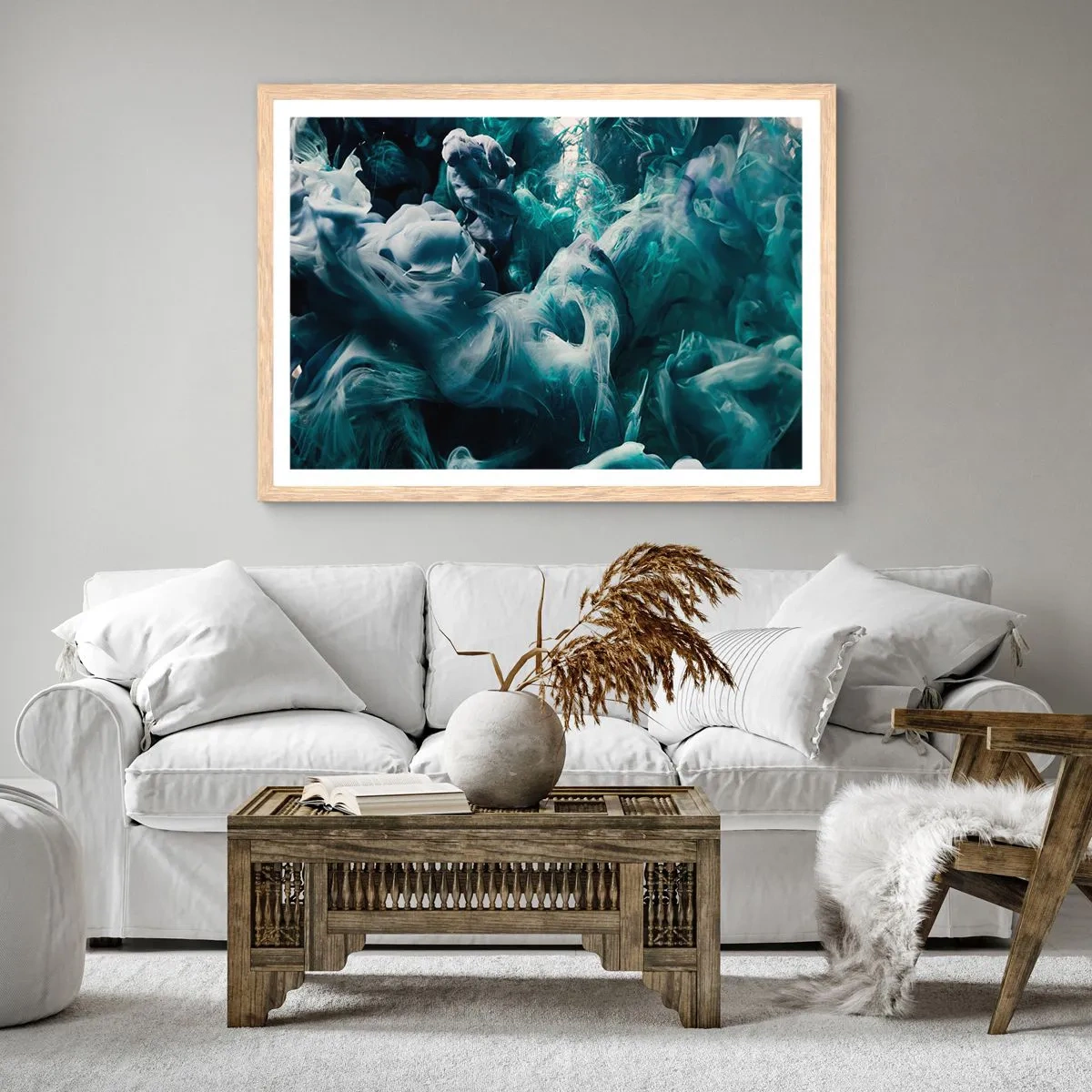 Plagát v ráme zo svetlého duba - Pohyb farby - 70x50 cm