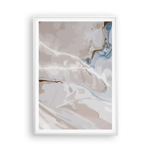 Plagát v bielom ráme - Modré meandre pod bielou - 70x100 cm