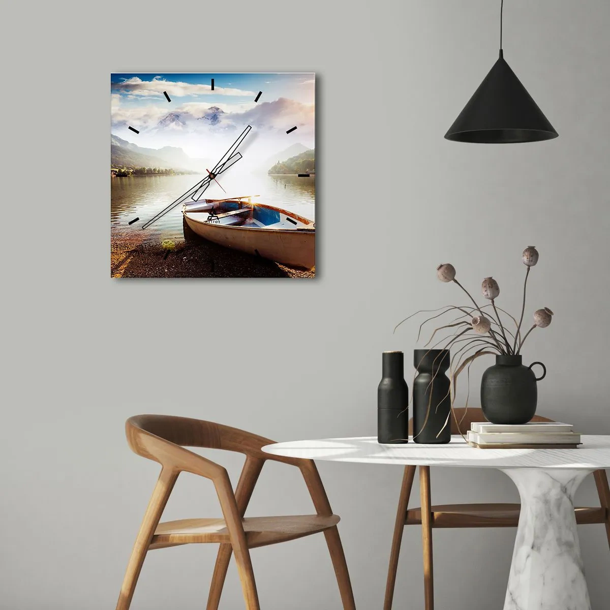 Nástenné hodiny - Pri veľkej a čistej vode - 40x40 cm