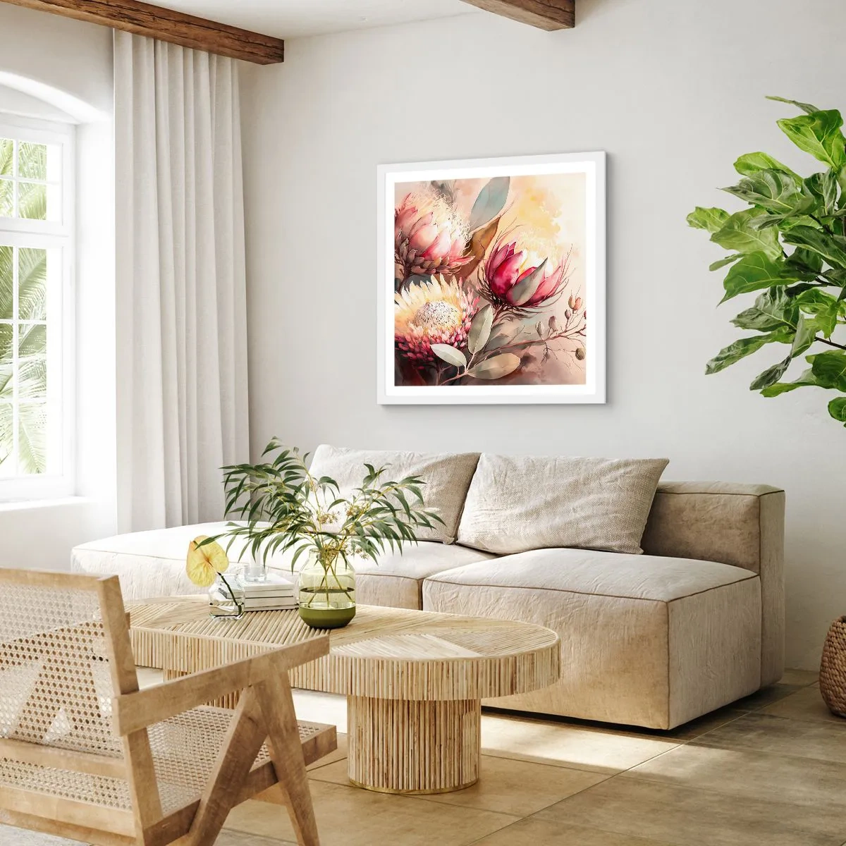 Plagát v bielom ráme - Z profilu a en face - 60x60 cm