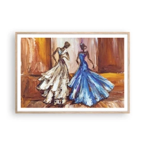 Plagát v ráme zo svetlého duba - Pôvabné duo - 100x70 cm