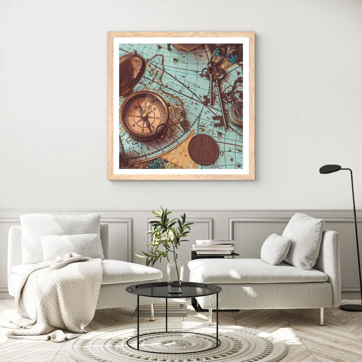 Plagát v ráme zo svetlého duba - Pre dobrodruha - 50x50 cm