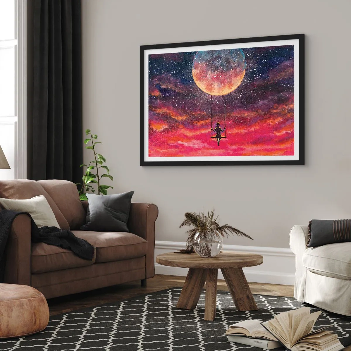 Plagát v čiernom ráme - Stavať si vzdušné zámky - 70x50 cm