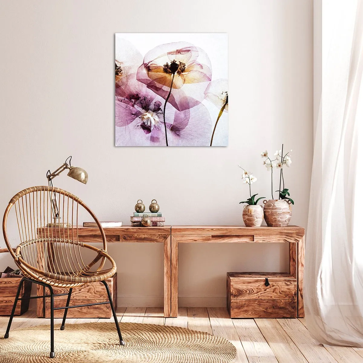 Obraz na plátne - Priehľadné telá kvetín - 70x70 cm