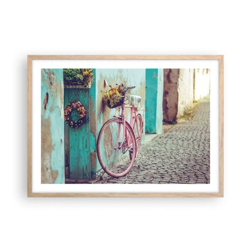 Plagát v ráme zo svetlého duba - Hneď sa vrátim - 70x50 cm