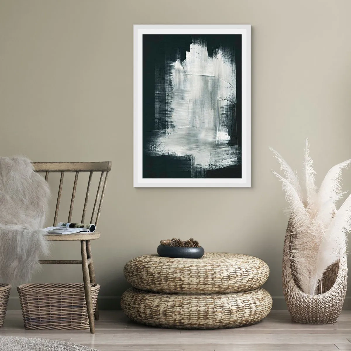 Plagát v bielom ráme - Utkané zvisle a vodorovne - 61x91 cm