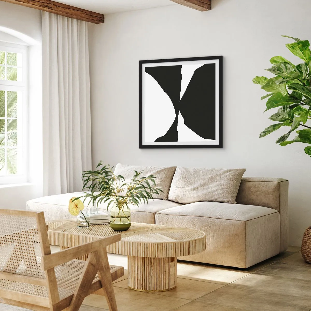 Plagát v čiernom ráme - Positive-negative - 40x40 cm