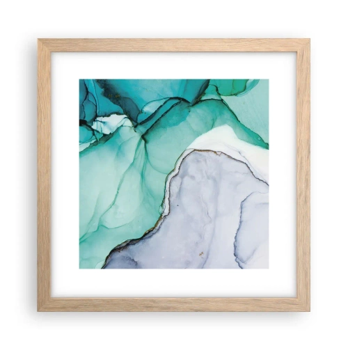 Plagát v ráme zo svetlého duba - Štúdia v tyrkysovej - 30x30 cm