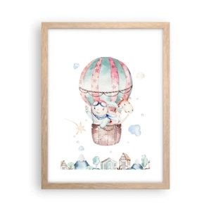 Plagát v ráme zo svetlého duba - Čoskoro sa vrátime! - 30x40 cm