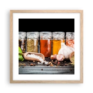 Plagát v ráme zo svetlého duba - Aby mal život chuť - 40x40 cm