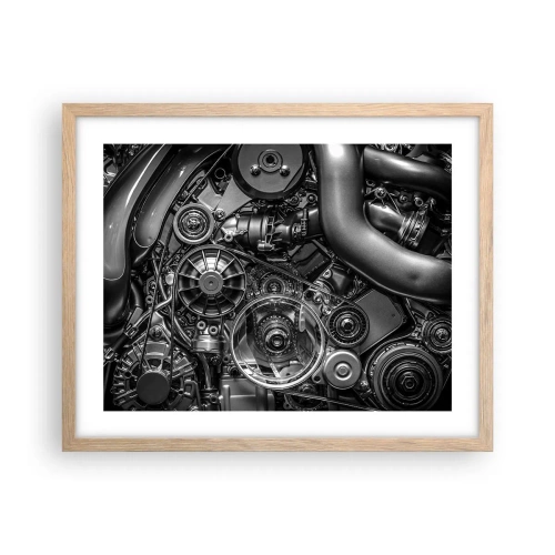 Plagát v ráme zo svetlého duba - Poézia mechaniky - 50x40 cm