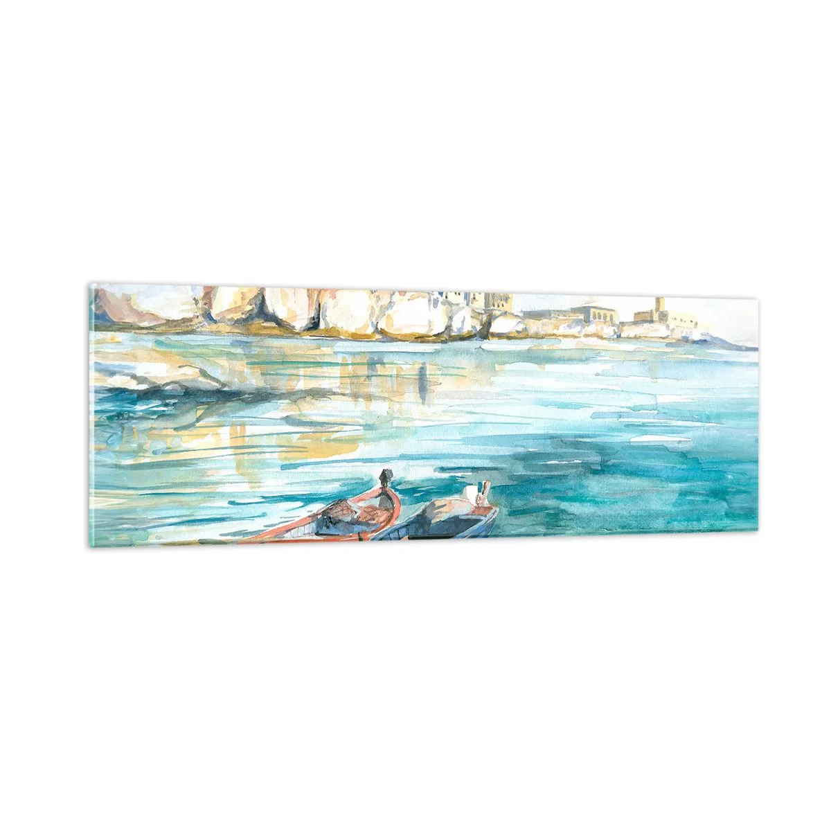 Obraz na skle - Krajina v modrej - 90x30 cm