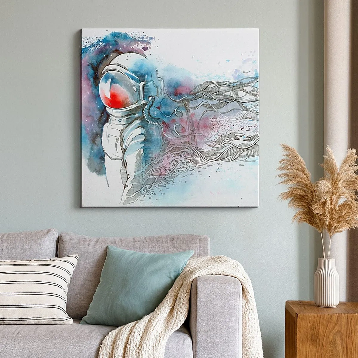 Obraz na plátne - Sám s vesmírom - 30x30 cm