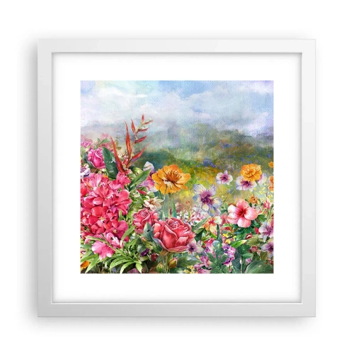 Plagát v bielom ráme - Záhrada, ktorá sa zbláznila - 30x30 cm