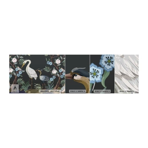 Vzorka samolepiacej fototapety Deluxe Sticker - Vtáčí sprievod - Zvieratá, Kvety, Vták - 100x30 cm
