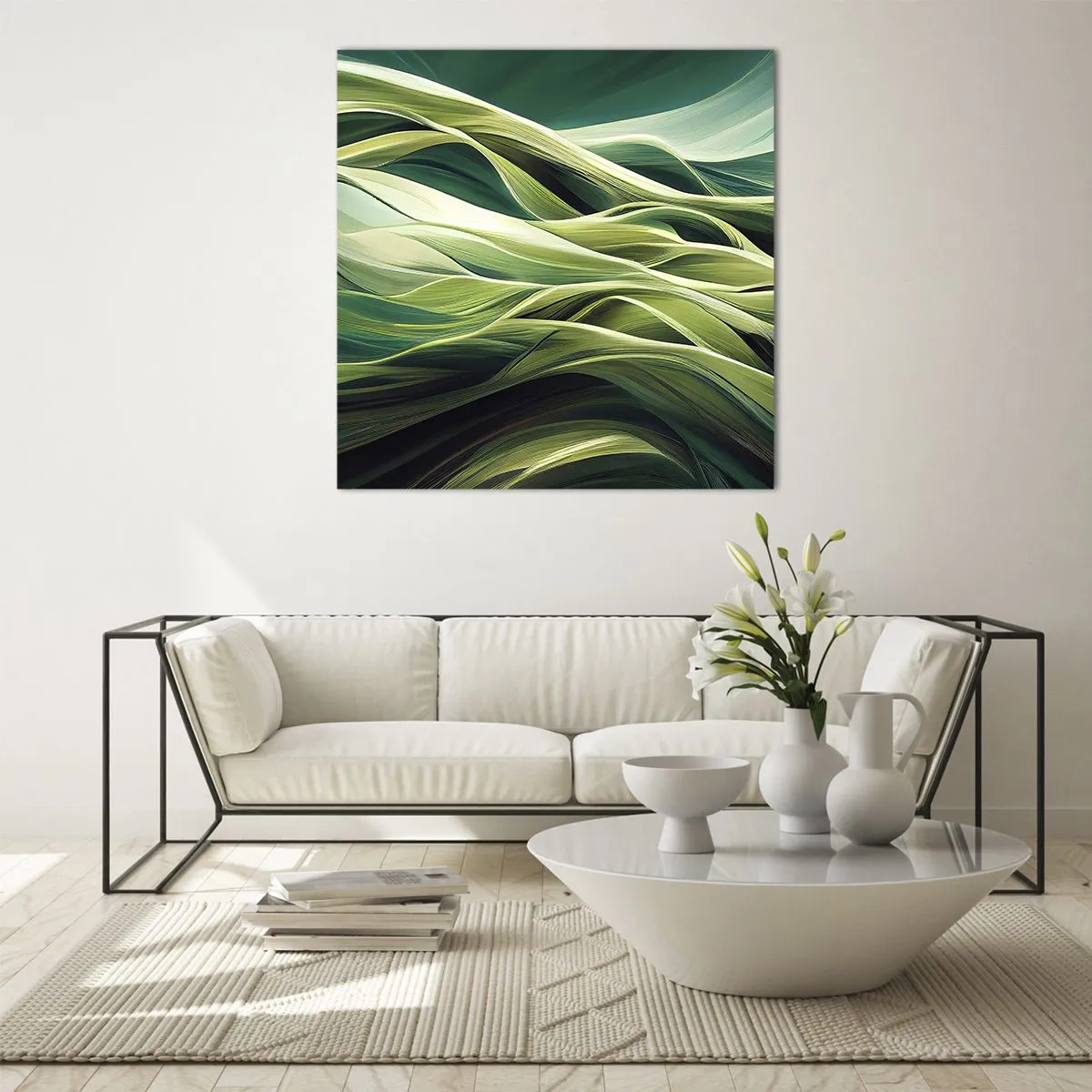 Obraz na skle - Abstraktná hra na zelenú - 60x60 cm