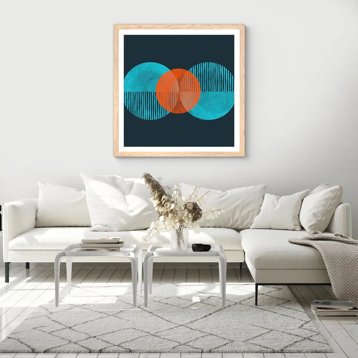 Plagát v ráme zo svetlého duba - Symetrická kompozícia - 30x30 cm