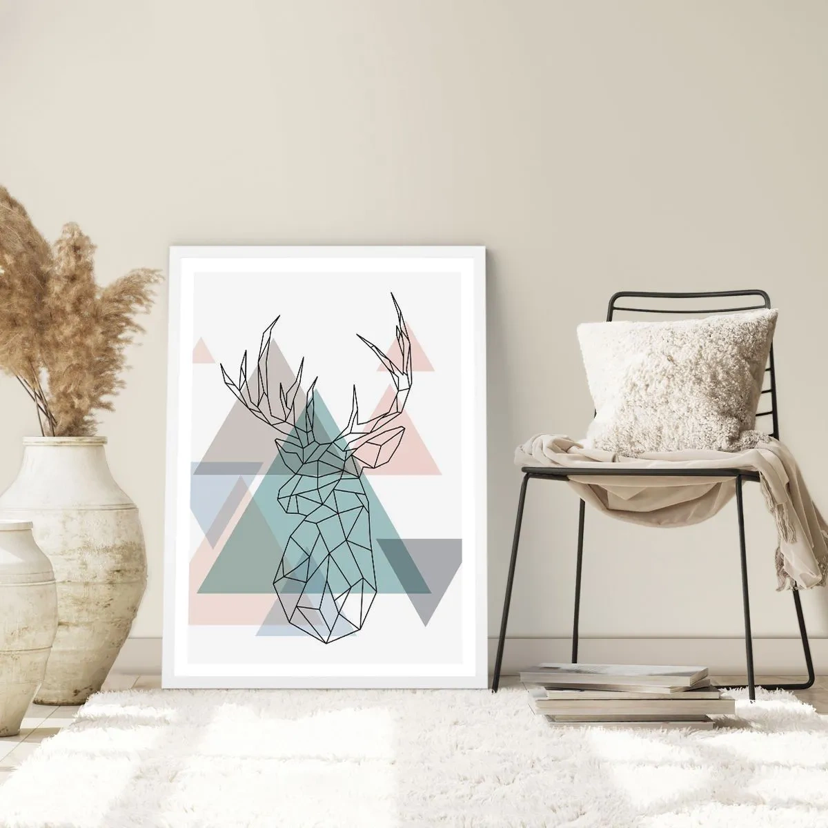 Plagát v bielom ráme - V geometrickom lese - 40x50 cm