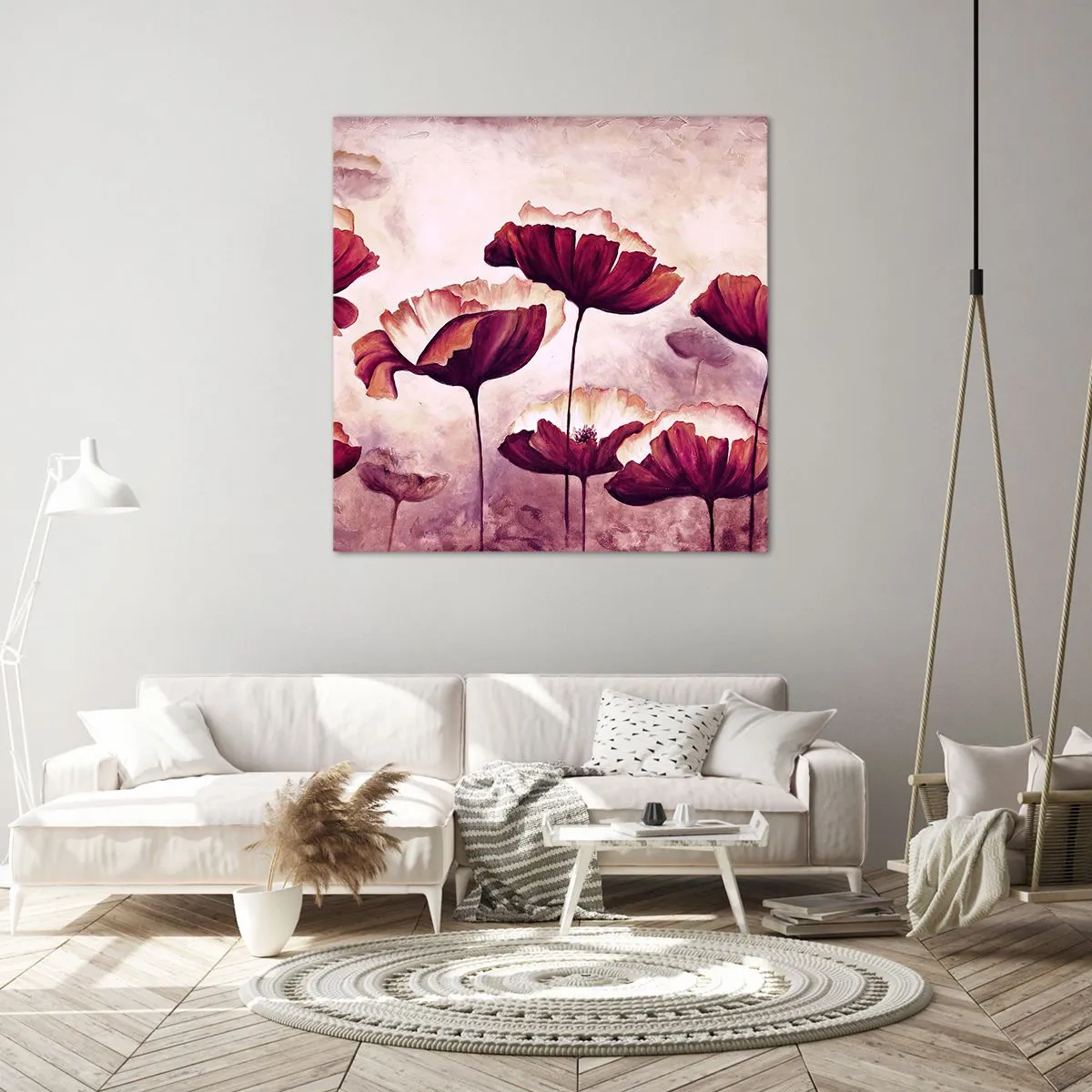 Obraz na plátne - Červený a biely plátok - 60x60 cm