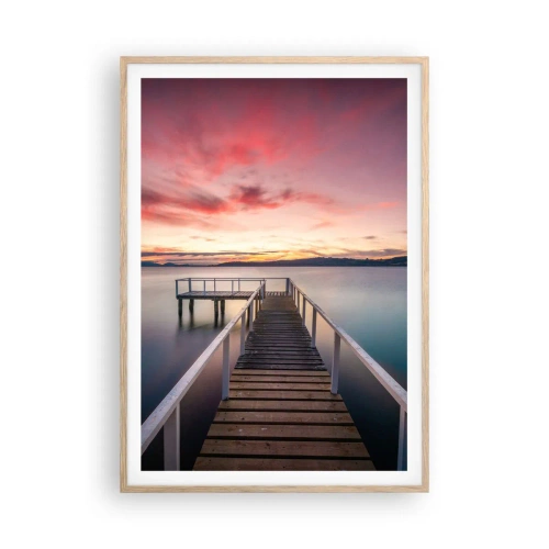 Plagát v ráme zo svetlého duba - Jemný plameň večera - 70x100 cm