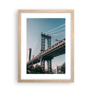 Plagát v ráme zo svetlého duba - Nad vlnami mesta - 30x40 cm
