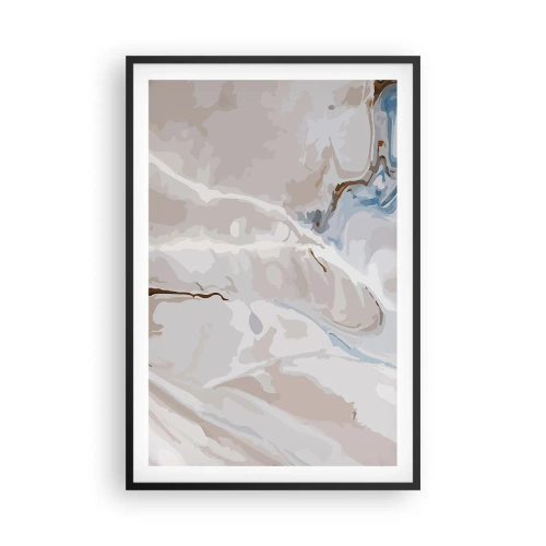 Plagát v čiernom ráme - Modré meandre pod bielou - 61x91 cm