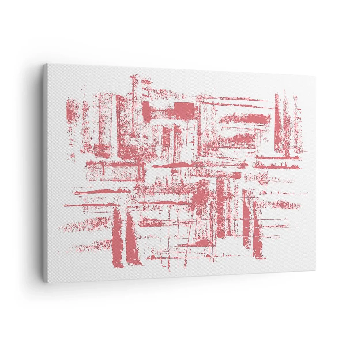 Obraz na plátne - Abstraktné ružové textúry na bielom pozadí - 70x50cm - Červené mesto - Moderná nástenná dekorácia do obývacej izby a spálne ARTTOR
