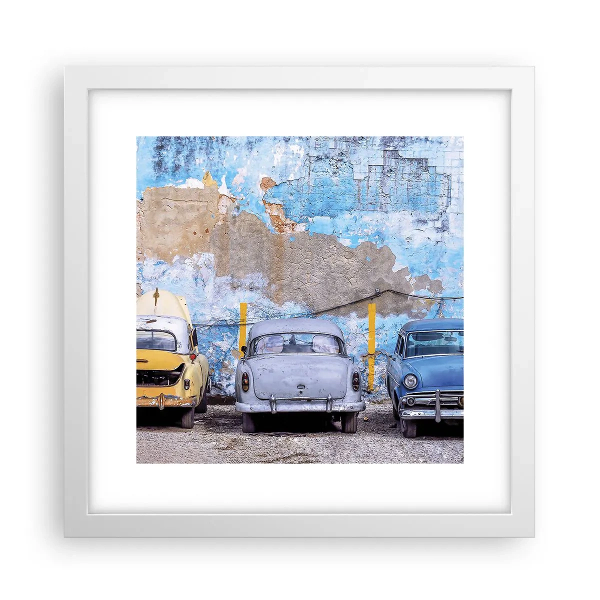 Plagát v bielom ráme - Stretnutie veteránov - 30x30 cm