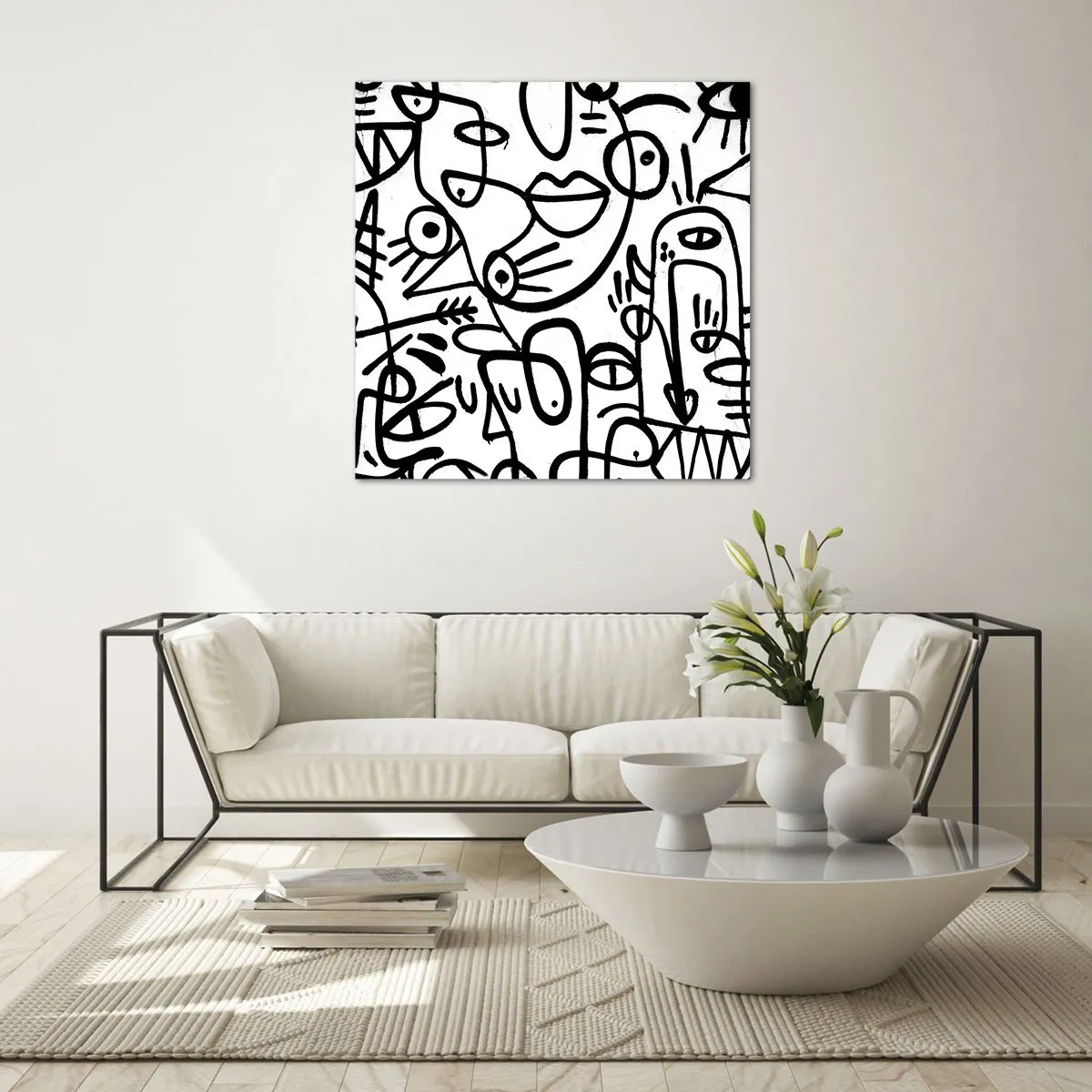 Obraz na skle - Tváre a preludy - 70x70 cm