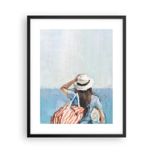 Plagát v čiernom ráme - Vitaj na dovolenke - 40x50 cm