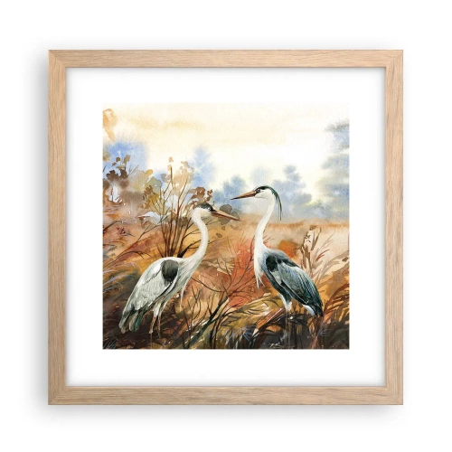 Plagát v ráme zo svetlého duba - Kam na jeseň? - 30x30 cm