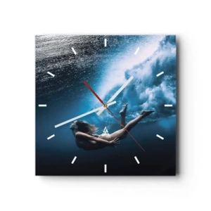 Nástenné hodiny - Súčasná morská panna - 40x40 cm