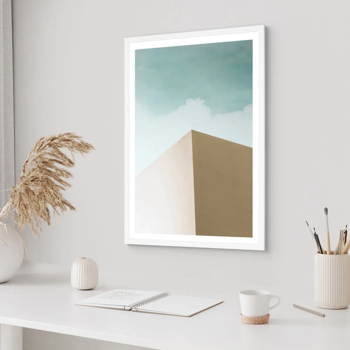 Plagát v bielom ráme - Geometria slnečného leta - 61x91 cm